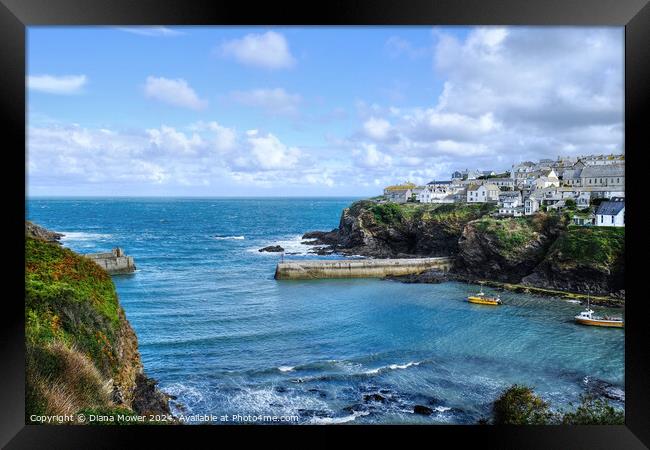 Port Isaac Harbour Entrance  Framed Print by Diana Mower