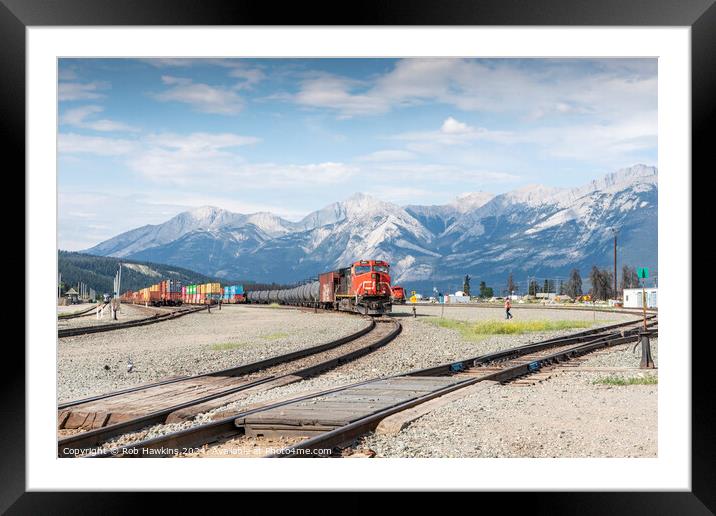 Jasper Rocky Mountain Freight yard  Framed Mounted Print by Rob Hawkins
