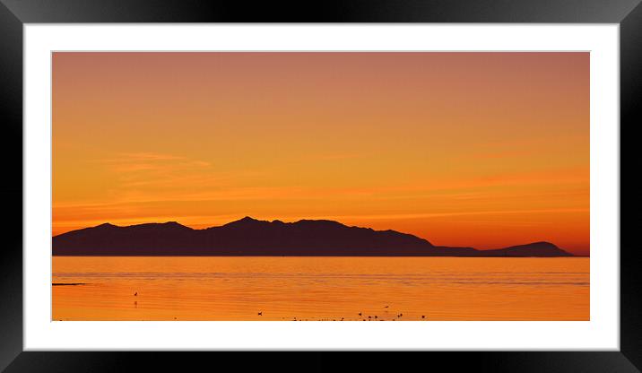 Arran mountains silhouetted at sunset Framed Mounted Print by Allan Durward Photography