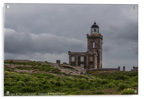 May Island Lighthouse(2) Acrylic by Ken Hunter