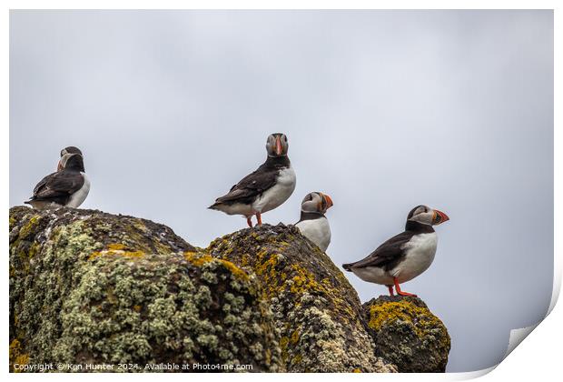 Puffins on Sentry Print by Ken Hunter