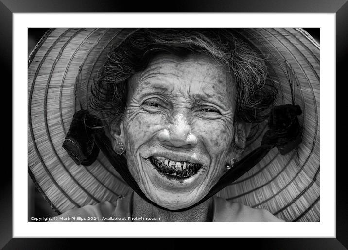 Smiling woman, Vietnam Framed Mounted Print by Mark Phillips