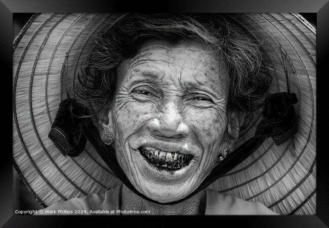 Smiling woman, Vietnam Framed Print by Mark Phillips