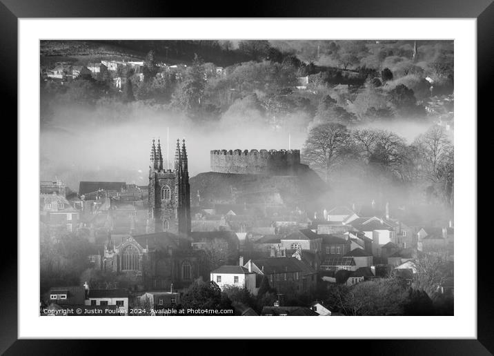 Early morning mist, Totnes, Devon Framed Mounted Print by Justin Foulkes
