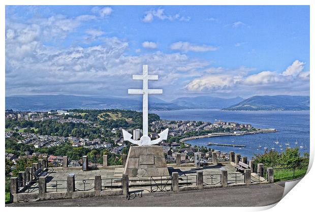 Gourock and French memorial at Greenock Print by Allan Durward Photography