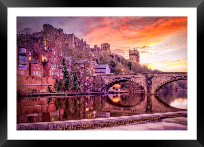 Durham Castle, Cathedral, and Framwellgate Bridge Framed Mounted Print by Tim Hill