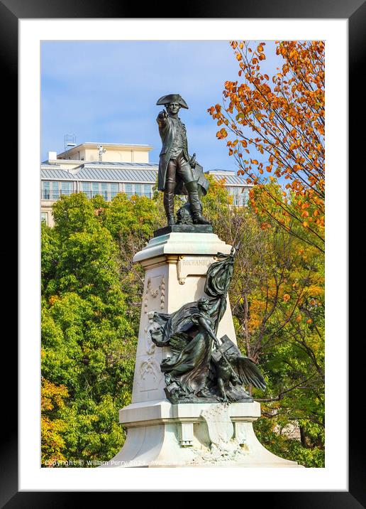 General Rochambeau Statue Lafayette Park Autumn Washington DC Framed Mounted Print by William Perry