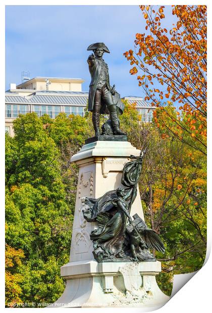 General Rochambeau Statue Lafayette Park Autumn Washington DC Print by William Perry