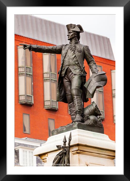 General Rochambeau Statue Lafayette Park Autumn Washington DC Framed Mounted Print by William Perry