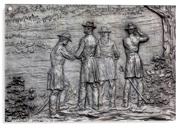  General Sherman Bronze Bas Relief Battle of Atlanta Civil War M Acrylic by William Perry