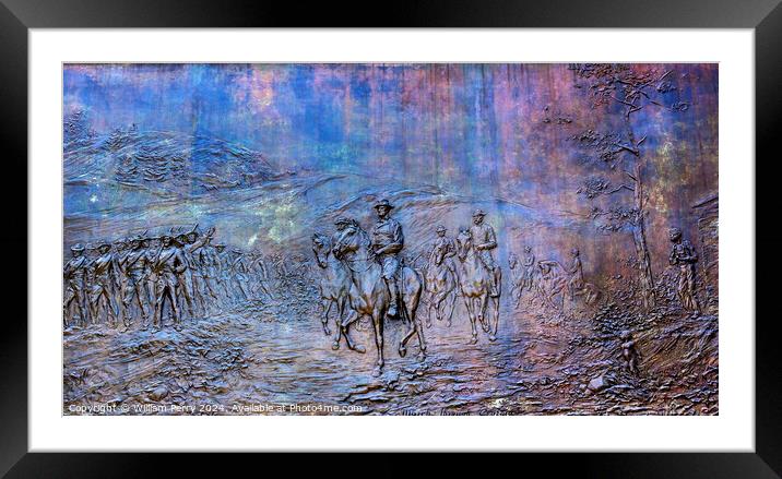 General Sherman Civil War Memorial Bronze Bas Relief Marching Th Framed Mounted Print by William Perry