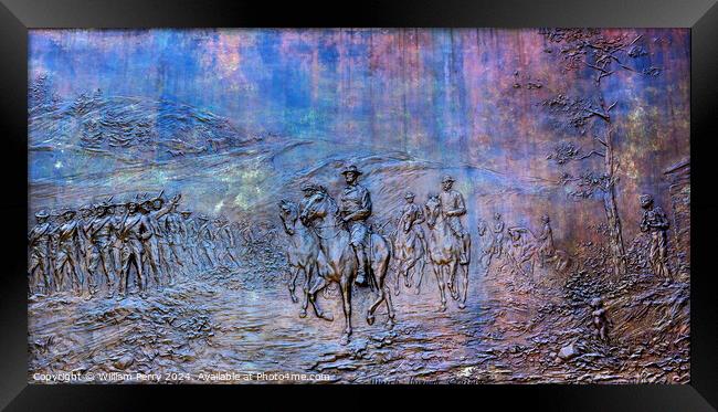 General Sherman Civil War Memorial Bronze Bas Relief Marching Th Framed Print by William Perry