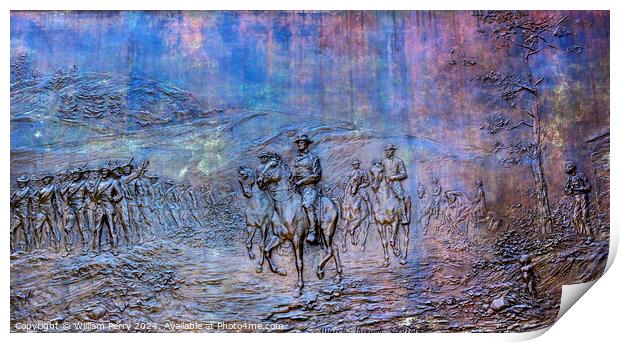 General Sherman Civil War Memorial Bronze Bas Relief Marching Th Print by William Perry
