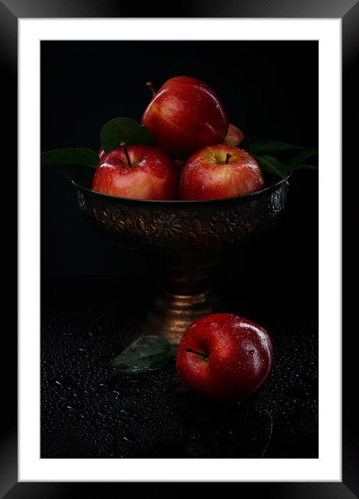 Red apples. Still life. Framed Mounted Print by Olga Peddi