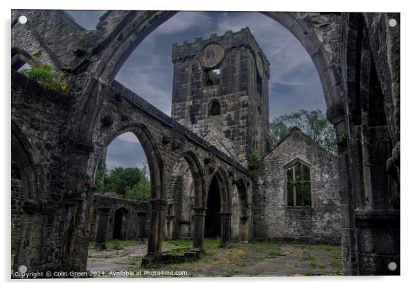 Ruins of the Church of St Thomas a Becket, Heptonstall Acrylic by Colin Green