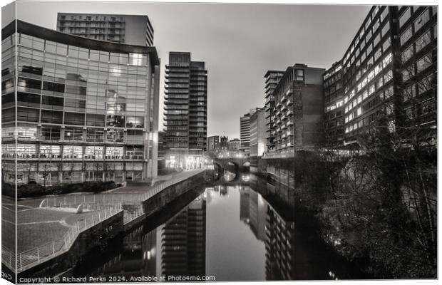 Lowry Hotel and the Irwell Canvas Print by Richard Perks