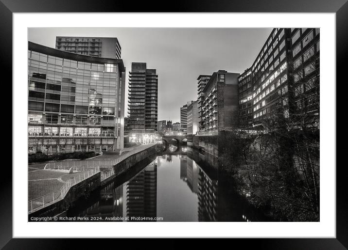 Lowry Hotel and the Irwell Framed Mounted Print by Richard Perks