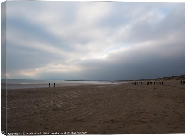 Camber Sands on a cold January day. Canvas Print by Mark Ward