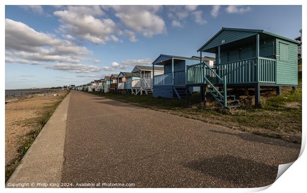 Beach Huts at Whitstable Print by Philip King