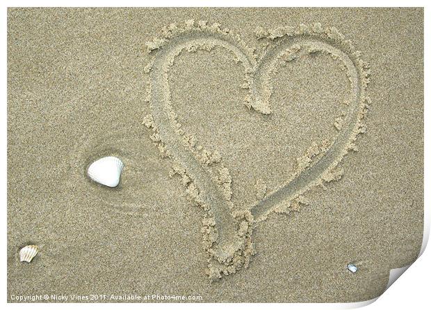 Love in the sand Print by Nicky Vines