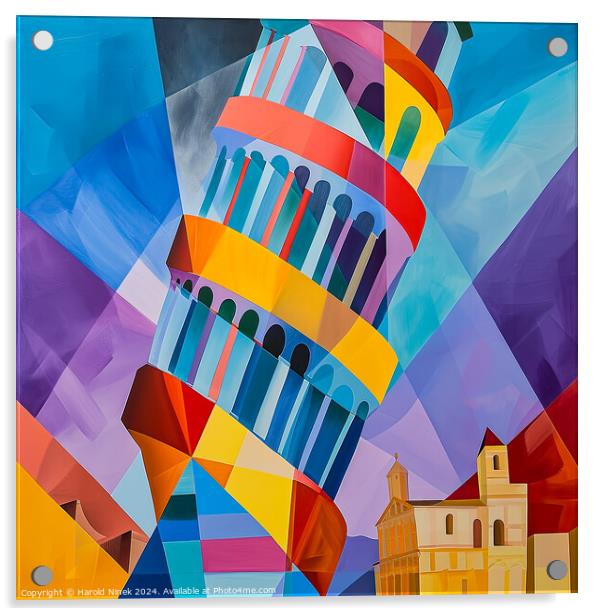 Leaning Tower of Pisa Acrylic by Harold Ninek