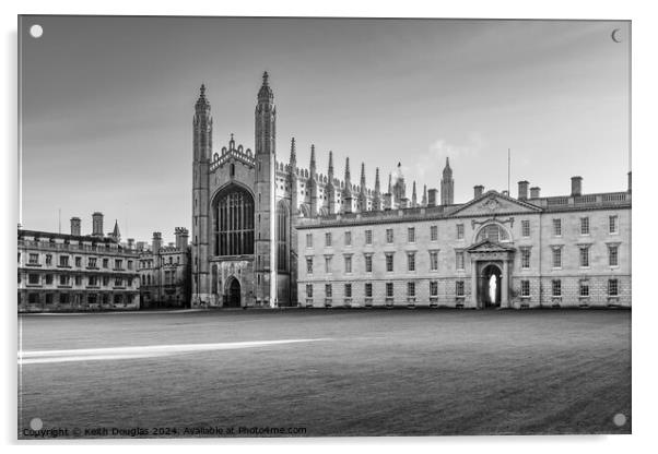Kings College Cambridge (Black and White image) Acrylic by Keith Douglas