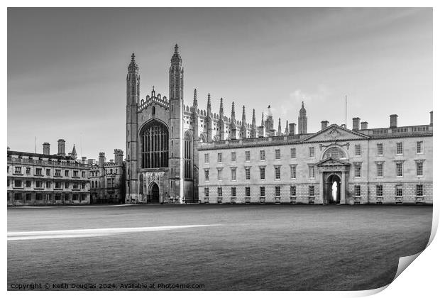 Kings College Cambridge (Black and White image) Print by Keith Douglas