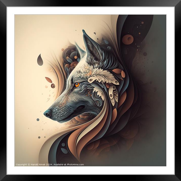 Wolf I Framed Mounted Print by Harold Ninek