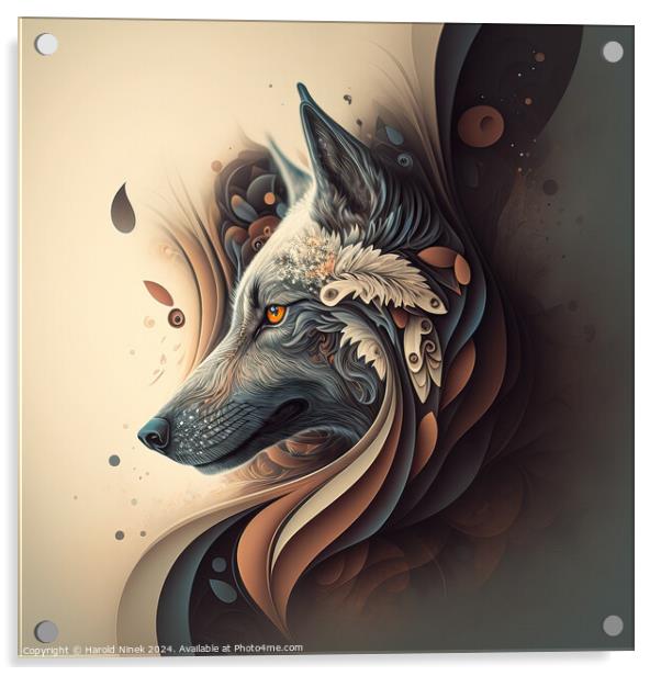 Wolf I Acrylic by Harold Ninek