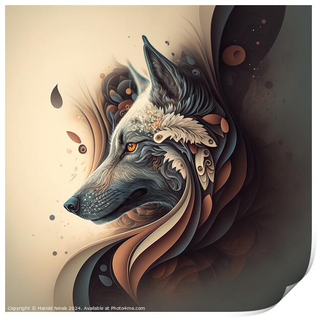 Wolf I Print by Harold Ninek