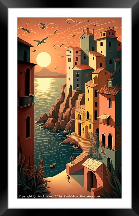 Ligurian Sunset Framed Mounted Print by Harold Ninek