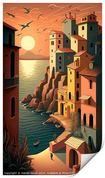 Ligurian Sunset Print by Harold Ninek