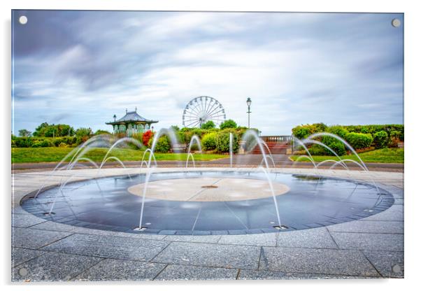Southport's King’s Gardens Fountain Acrylic by Roger Green