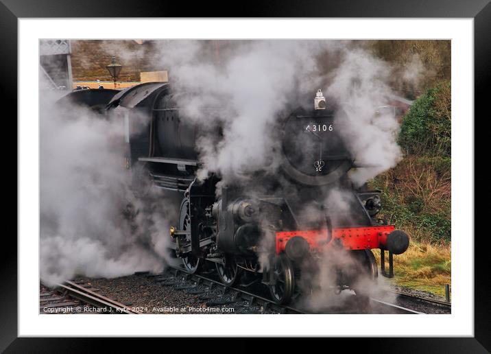 LMS Class 4MT no. 43106 awaits departure from Highley, Severn Valley Railway Winter Gala 2024 Framed Mounted Print by Richard J. Kyte