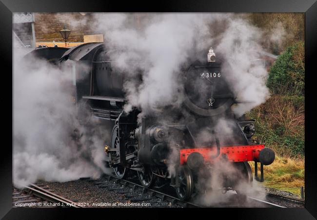 LMS Class 4MT no. 43106 awaits departure from Highley, Severn Valley Railway Winter Gala 2024 Framed Print by Richard J. Kyte