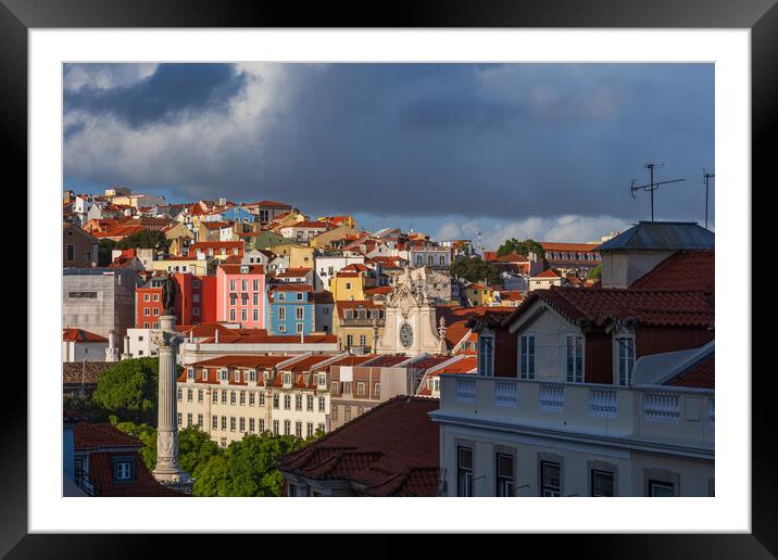 Lisbon Skyline Around Rossio Square Framed Mounted Print by Artur Bogacki