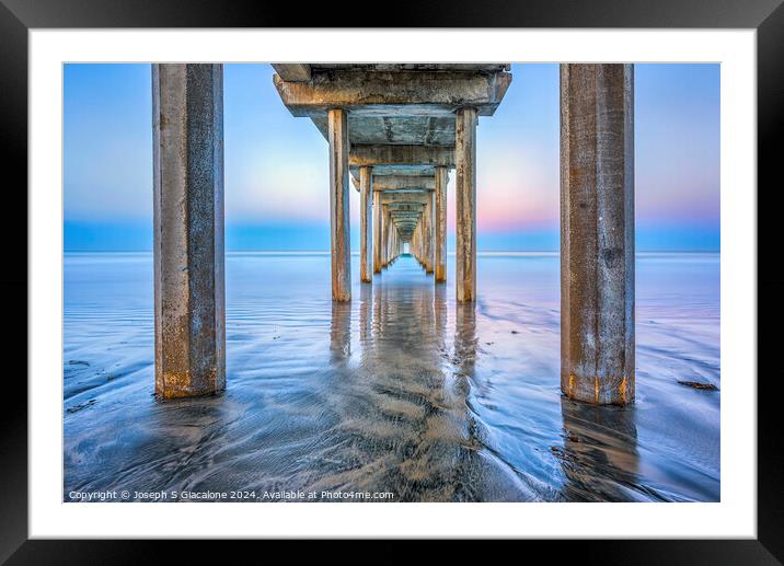 Pastel Morning - Scripps Pier Framed Mounted Print by Joseph S Giacalone