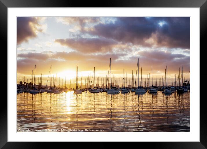 Nautical Sunrise - San Diego Harbor Framed Mounted Print by Joseph S Giacalone