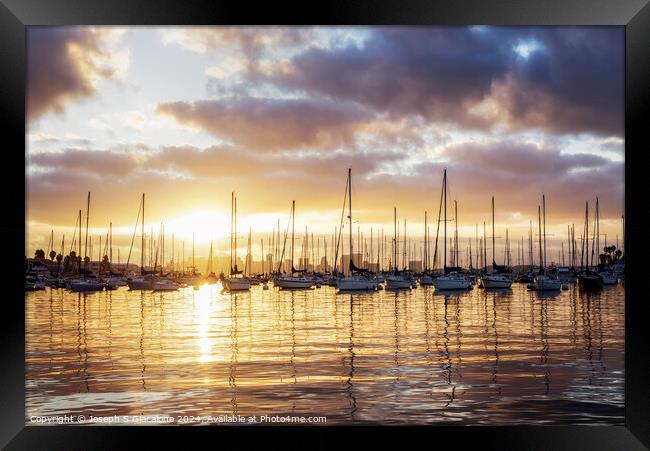Nautical Sunrise - San Diego Harbor Framed Print by Joseph S Giacalone