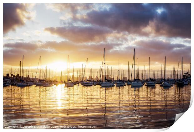 Nautical Sunrise - San Diego Harbor Print by Joseph S Giacalone