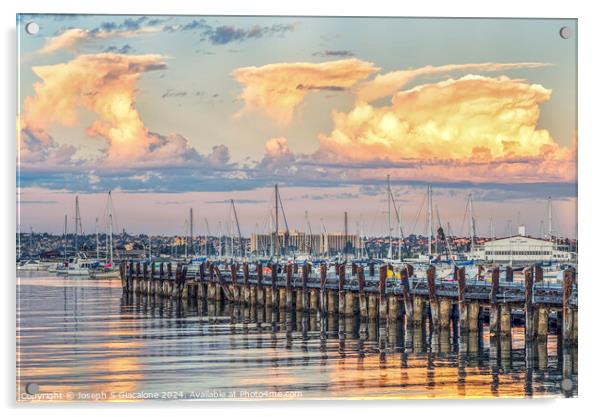 Pastel Sunrise - San Diego Harbor Acrylic by Joseph S Giacalone
