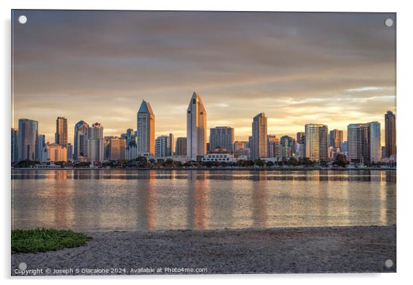 New Day Sunrise - San Diego Skyline Acrylic by Joseph S Giacalone