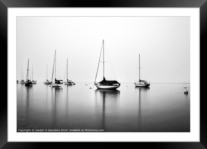 Resting On Glass - San Diego Harbor. Framed Mounted Print by Joseph S Giacalone