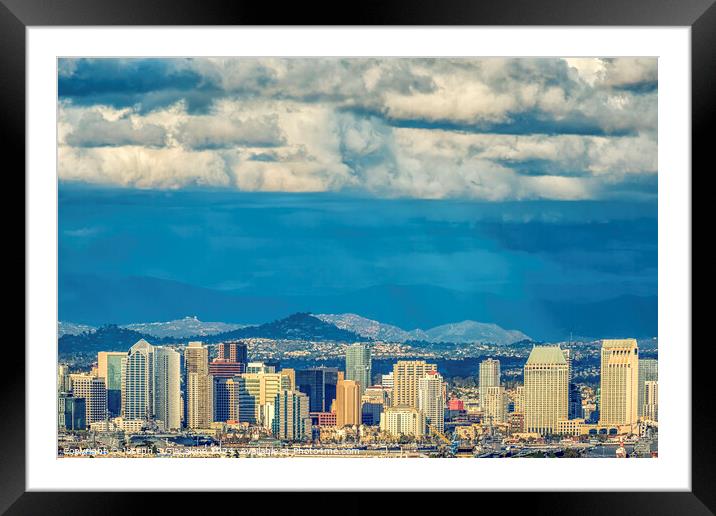 Colorful City Under The clouds Framed Mounted Print by Joseph S Giacalone