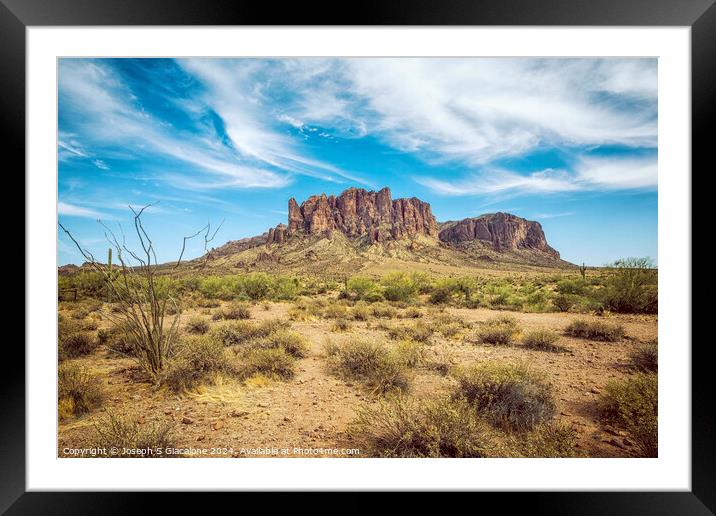 Superstition Mountains Framed Mounted Print by Joseph S Giacalone