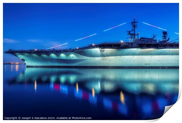 USS Midway Lights Print by Joseph S Giacalone