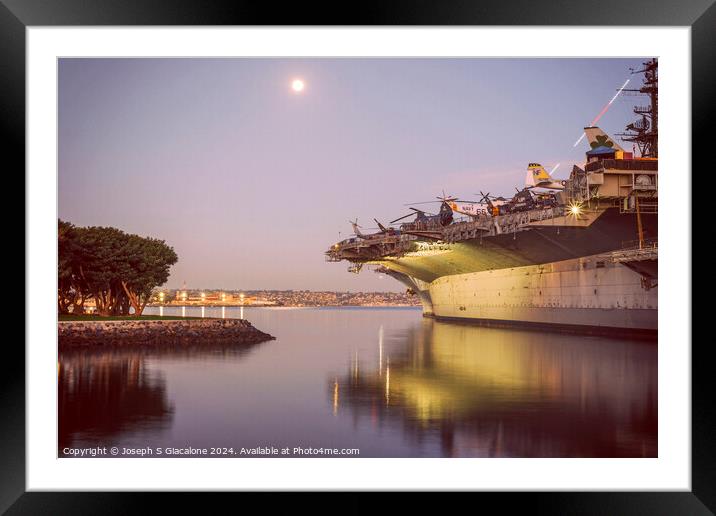 USS Midway Reflection Framed Mounted Print by Joseph S Giacalone