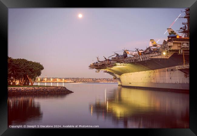 USS Midway Reflection Framed Print by Joseph S Giacalone