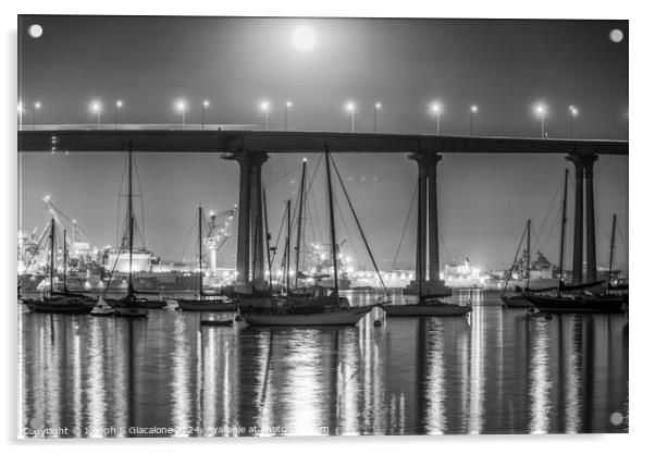 Under Moonlight - Coronado Bridge Acrylic by Joseph S Giacalone