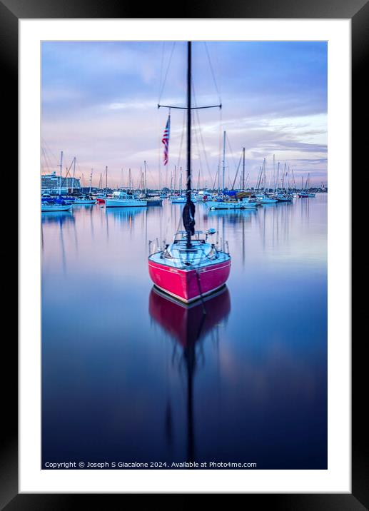 Red Boat - San Diego Harbor Framed Mounted Print by Joseph S Giacalone